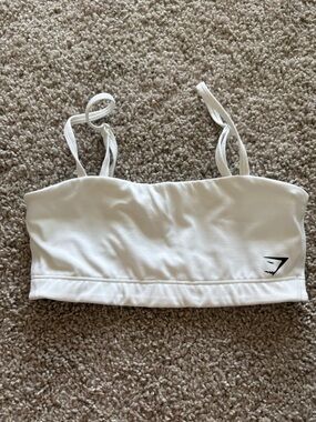 Gymshark White Strappy Sports Bralette with Black Logo